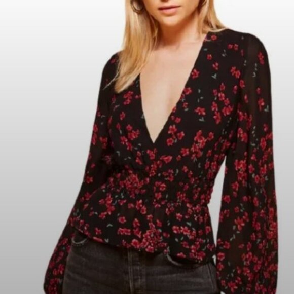 Reformation Farrow Top in Oracle Floral with Balloon Sleeves in Size XL - Picture 1 of 11